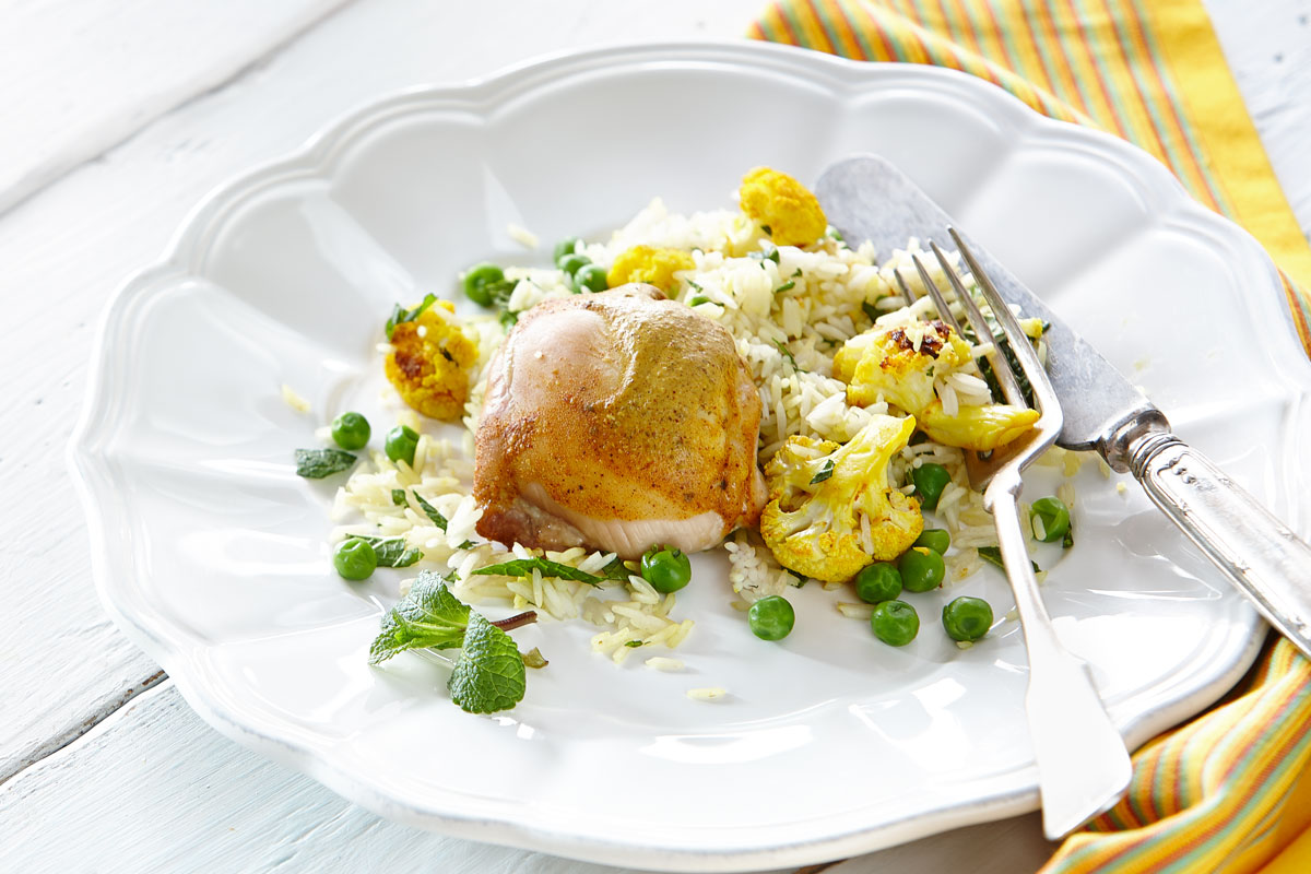 Tandoori Chicken with Roasted Cauliflower Pilaf - My Spice it up!
